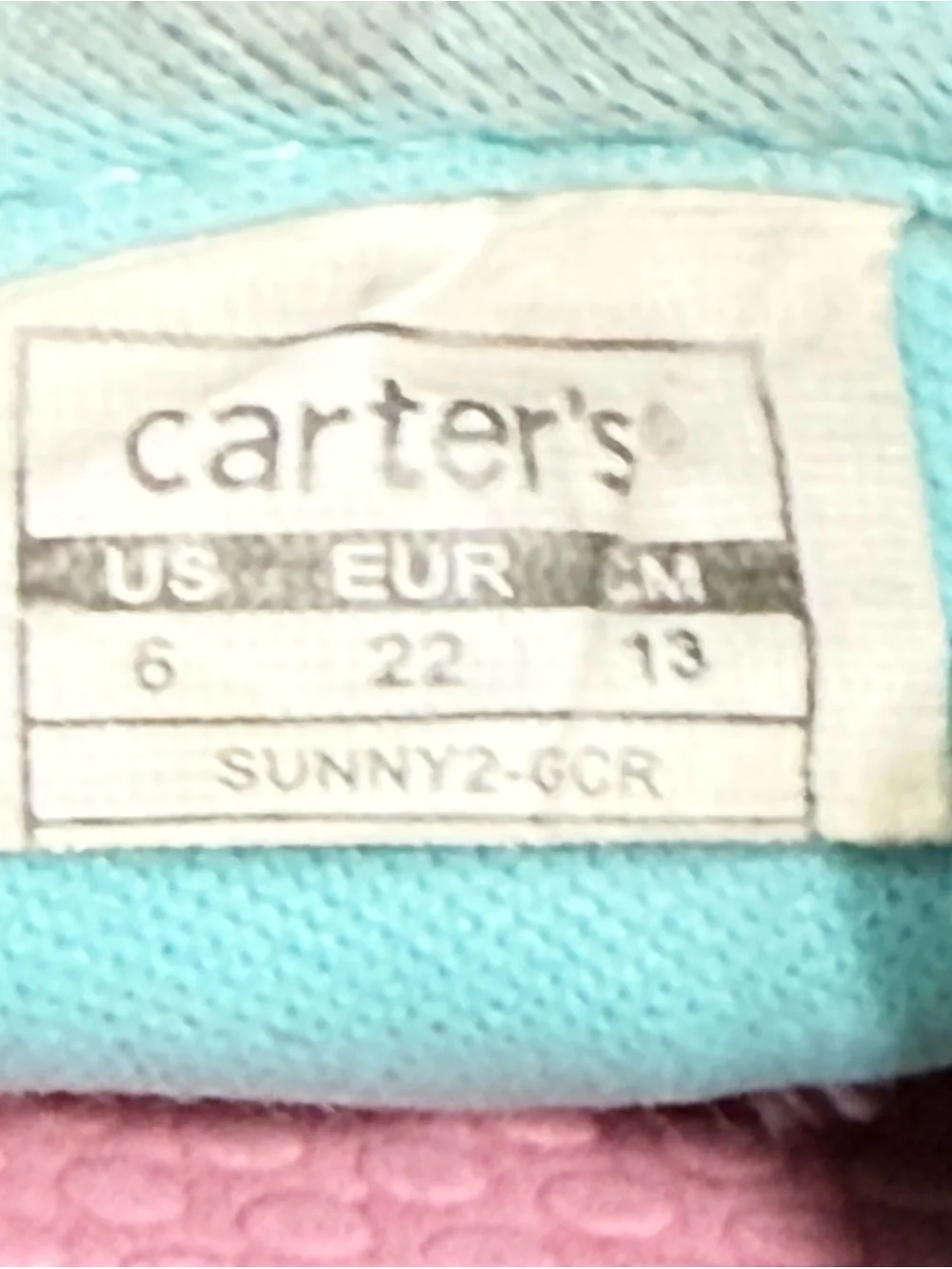 Carter's Navy Pink Aqua Kids Sport Sandals Water Shoes Size 6 Toddler Easy Pleas